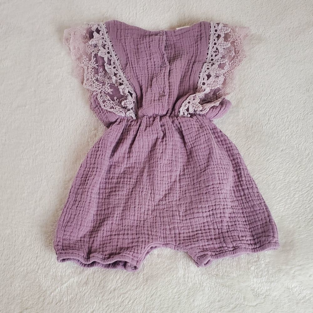 Boutique Purple Lace Romper 12-18 Months - Picture 4 of 6
